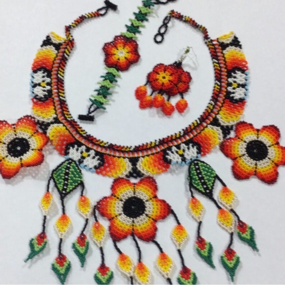 Colorful Floral Beaded Jewelry Set